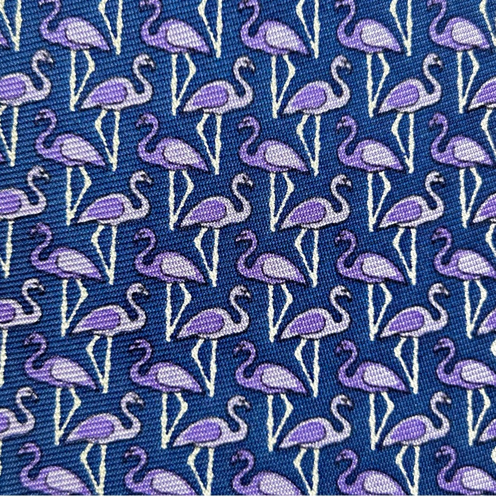 Jos A Bank Executive Collection Blue Purple Flamingo 100% Silk Tie NWOT